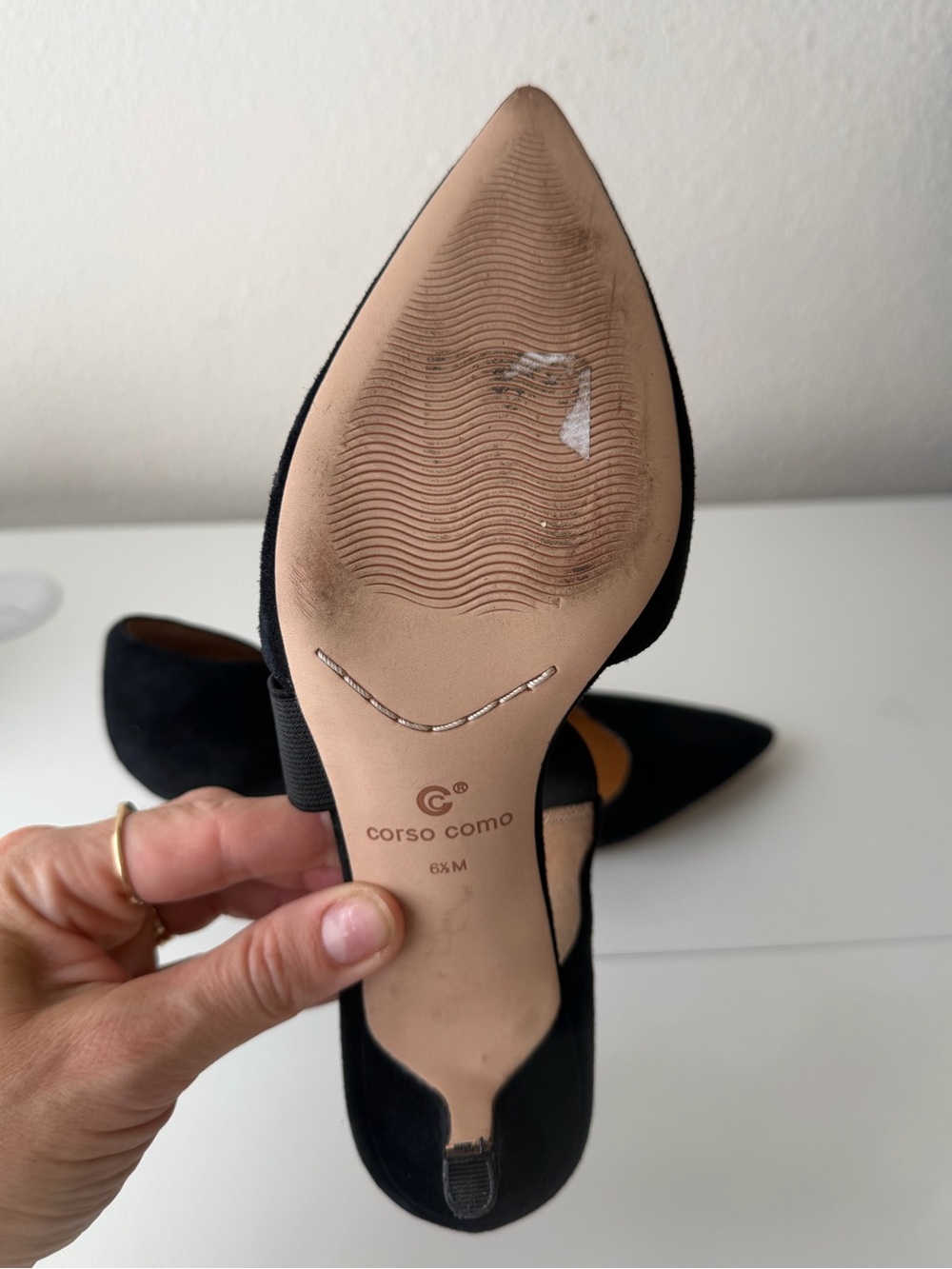 Denice Pump CC Corso Como Black Leather Point Toe Ankle Strap Heels Size 6.5 - Picture 10 of 10